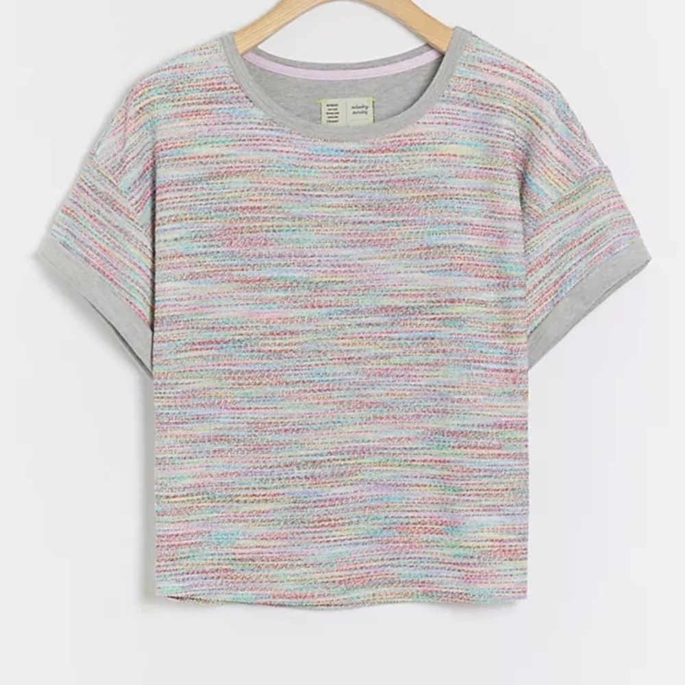 Anthropologie Multicolor Pastel Stripe Short Sleeve Tee